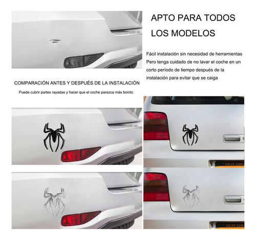 Douad 2 Calcomanías Metálicas 3d De Araña Negra/plateada - Adhesivo Removible, Resistente Al Agua Y Calor. Ideal Para Autos, Motocicletas, Cascos, Audífonos.