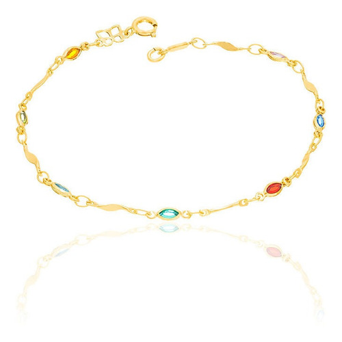 Pulseira Com Cristais Coloridos.18/20 Cm Rommanel 550643