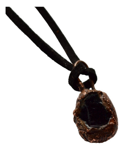 Collar De Hombre, Mini Dije De Piedra Obsidiana Negra, Cob 