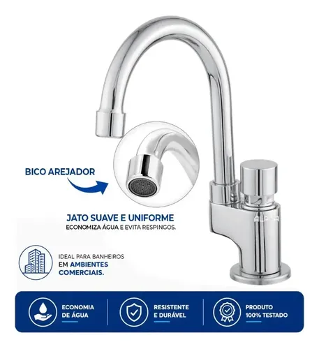 Torneira De Cuba Automática Acabamento Cromo Catalogo Prateado Cromado