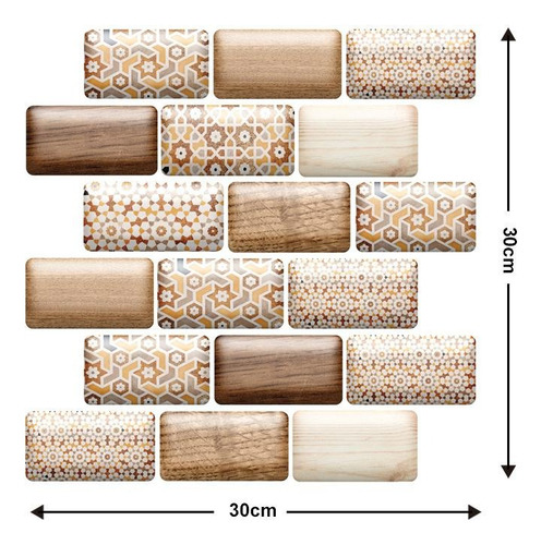 Pack 12 Pzs Papel Adhesivo 3d 30x30 Rustico Interior Decorac Beige