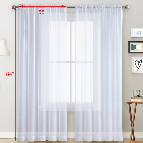 Cortinas Transparentes Con Barra De Cortina, Bolsillo Transp