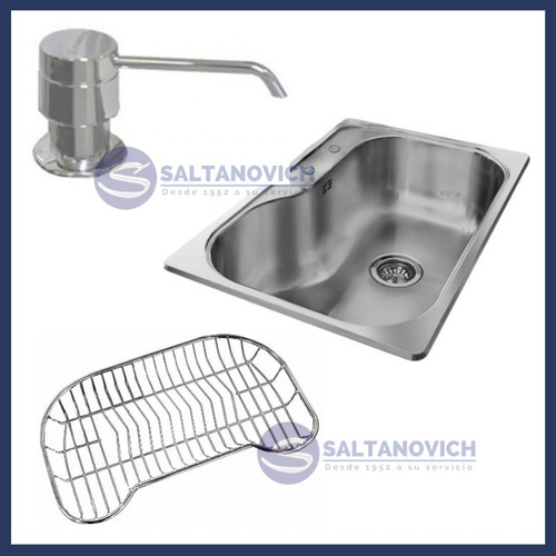 Combo Bacha Si71ad Johnson Acero + Secaplatos + Dosificador