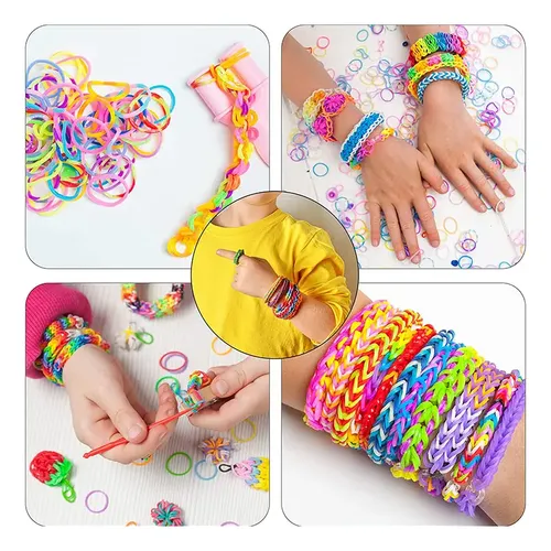 Caja Almacenamiento Manualidades Juego De Pulseras Elásticas 2500 Piezas - WeiRenLuan, Más De 30 Colores Con Colgantes, Clips, Cuentas Y Caja Almacenamiento, Para Manualidades Niños Y Adultos