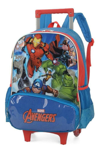 Mochila Carrinho Vingadores Azul Luxcel