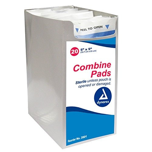 Dynarex Combine Pads 1 / Bolsa - Estéril 5  X 9  20/20 / Cs