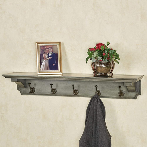 Touch Of Class Wyndham Wall Shelf With Coat Hooks - Gris - 5