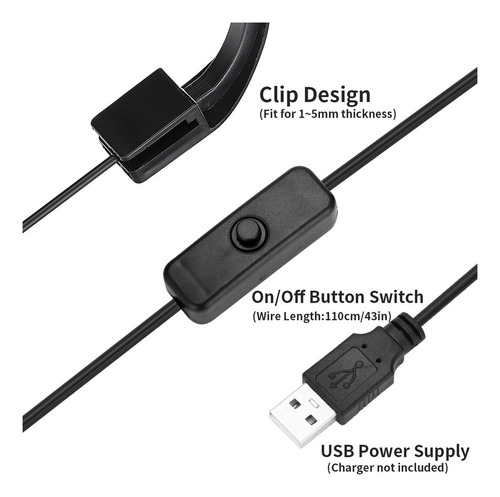 Lámpara De Pinza Pecera Ángulo Ajustable Acuario Pinza Usb