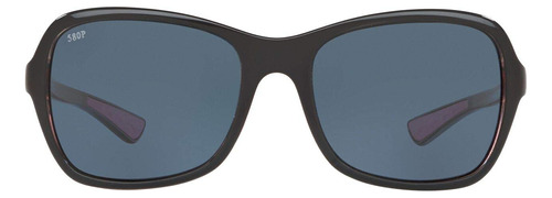 Costa Del Mar Gafas De Sol Rectangulares Kare Para Hombre, . Color Hibisco Negro Brillante/gris Polarizado-580p