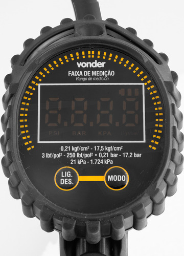 Calibrador Pneus Digital De Pressao Vonder Cor Preto
