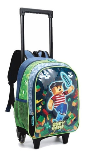 Mochila Infantil Cuby Game Jogo Rodinhas Tam G Escolar Kids Cor Preto Desenho do tecido Cuby Game Fenix