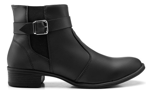 Bota Feminina Coturno Cano Curto Com Salto Detalhes Ziper