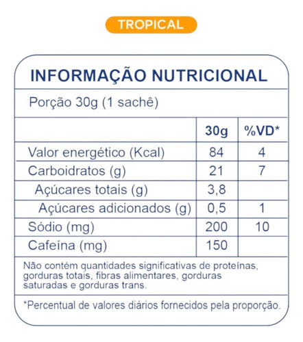 Carbs Gel Dobro C/ 10 Sachês - Tropical Com Cafeína
