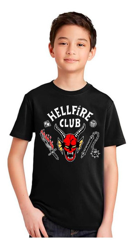 Remera Camiseta Stranger Things Hellfire Club Niños Niñas