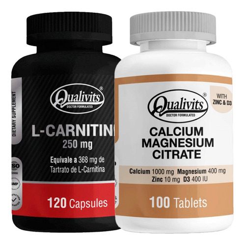 Calcio Magnesio Zinc Vitamina D3 L Carnitina 120 C Qualivits
