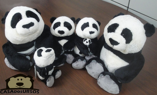 Urso Panda Família De Pelúcia 50cm + Panda 25cm + Filho 8cm