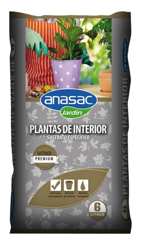 Sustrato Plantas Interior Relleno De Macetas  6 Lts Anasac