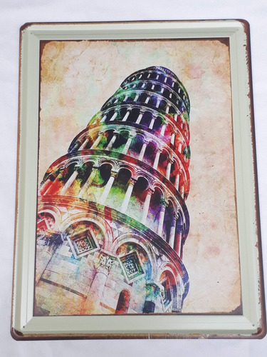 Chapas Retro Vintage 30x40 Beatles  Londres Torre Pisa