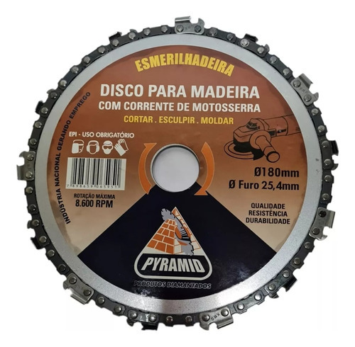 Disco Corrente Moto Serra Madeiras Entalhar Esculturas 180mm