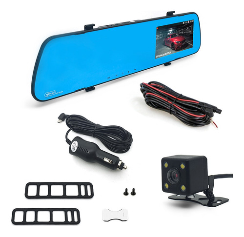 Retrovisor Com Tela + Câmera + Sensor Ré Grafite Monza