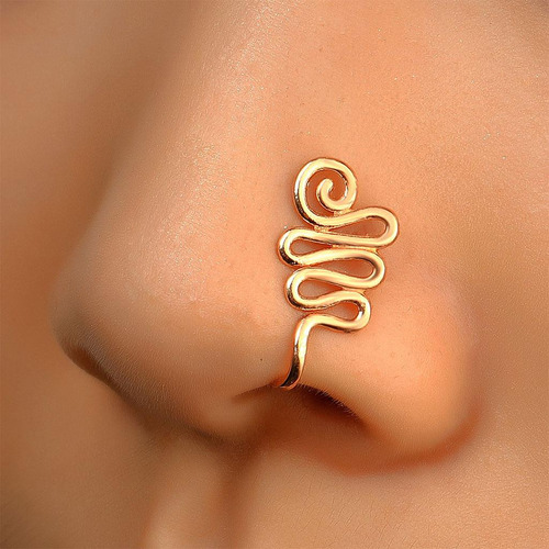 Sin Piercing Nariz Anillo En Forma De U Clip De Oreja De Oro