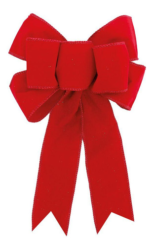 Laço Decorativo De Natal Liso De Veludo Vermelho 23x35