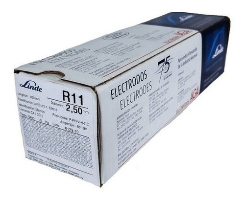 Imagen 2 de 3 de Electrodo Aga Linde R11 2.5 Mm Punta Roja Caja 10 Kg