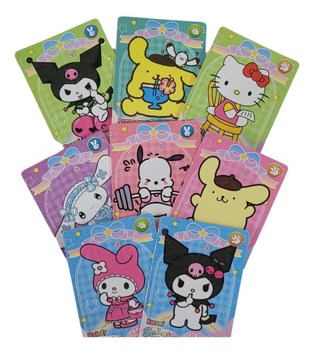 Cartas Sanrio Kuromi Hello Kitty Melody 10 Sobre Holografico Sanrio Holográfico