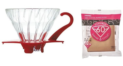 Pack Dripper De Vidrio Cafe V60 Hario Y Filtros De Papel
