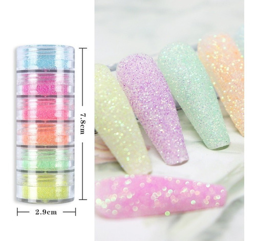 Glitter Escarcha Uñas Nail Art Colores Pastel Surtidos X6u