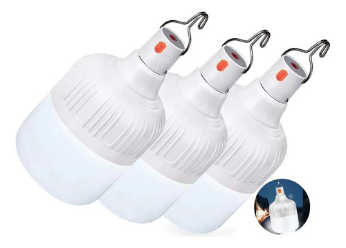 3 Lamparas Linterna Luz Led Nocturna Camping Casa Recargable