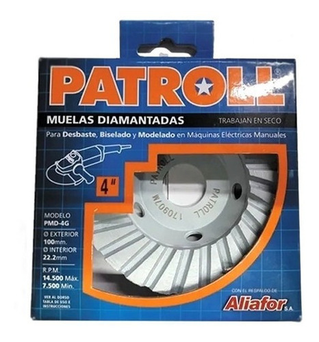 Disco Copa Diamantado Desbaste Patroll Aliafor 100 Mm 4 PuLG