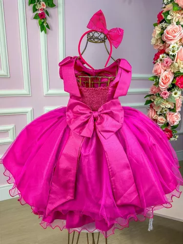 Vestido + Laço Barbie Girl Luxo fantasia infantil menina roupa festa  aniversário