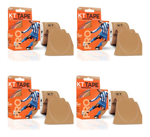 Kit 4 Cintas Kinesiológicas Pro Beige Kt Tape Pre-cortada