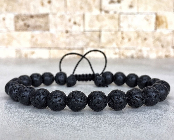 18 Pulseras Fósiles De Viento Natural 8mm Lava Negra Roca 18 Pulseras Fósiles De Viento Natural 8mm Lava Negra Roca