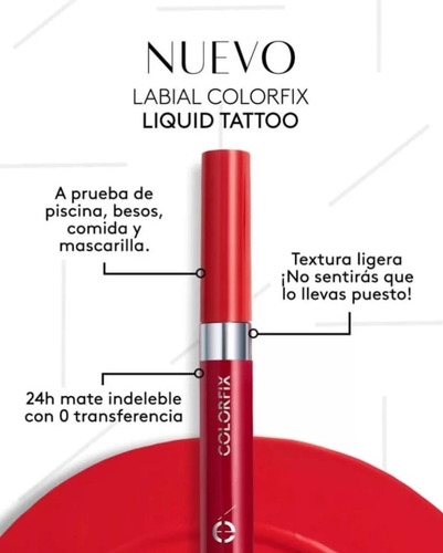 Esika Labial Liquido Colorfix 24 Hrs. Matte Rojo Magia