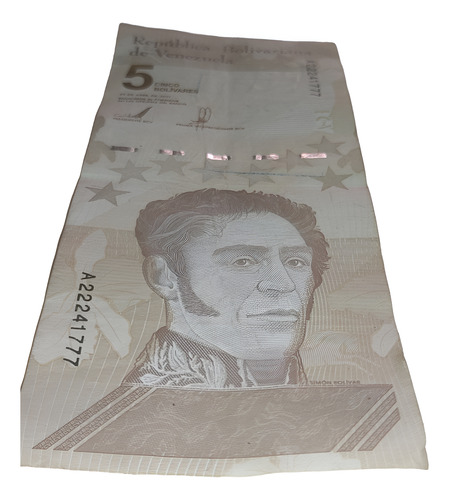 Billete 5 Bolívares Año 2021 Raro Colección Serial 222777 (Usado)