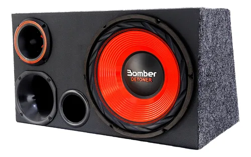 comprar Caixa Trio Carro Som Automotivo Sub Bomber Detoner Vermelho