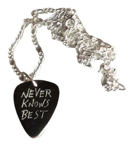 Cadena Y Dije De Pua Plumilla Uña Para Guitarra Personalizado En Plata Ley 925 Solida + Envío Y Grabación Incluido 