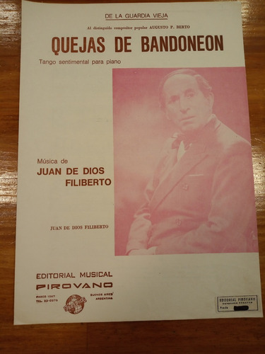 Quejas De Bandoneon De Dios Filiberto Tango Partitura