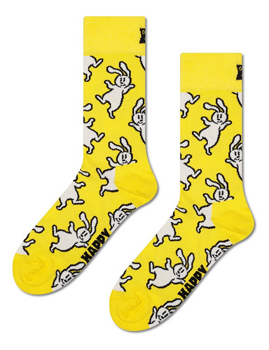 Calcetines Diseño Conejito Happy Socks Originales Reforzados Amarillo Estampado 22.5 - 26.5 Cm