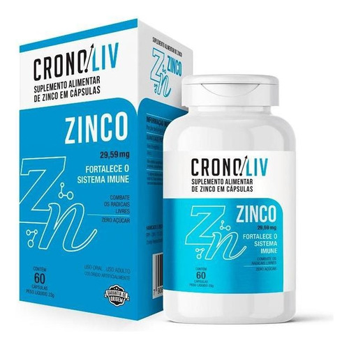 Cronoliv Zinco 26,59mg 60 Cápsulas