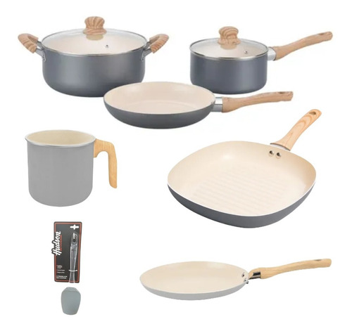 Set Hudson Jarr Bif Panq  8pz Gris Gray Crema