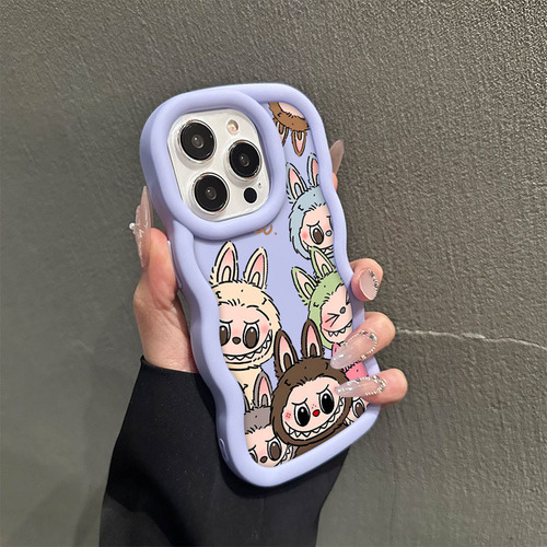 Sh Carcasa For iPhone Labubu Macaron Candy Color Wave