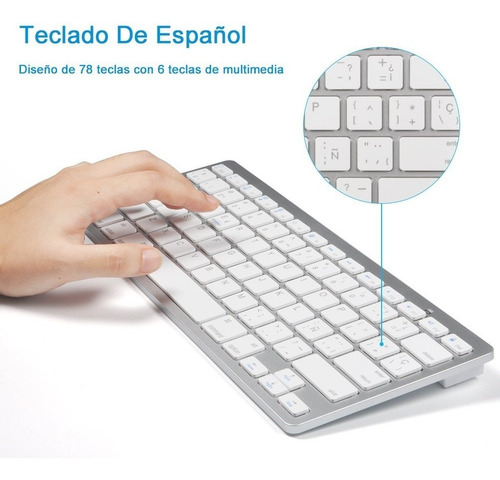 Imagen 4 de 4 de Teclado Blanco Inalámbrico Compatible Tv Box , Pc iPad / Mac