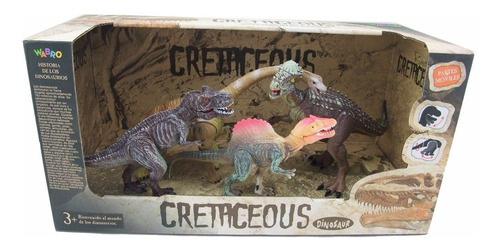 Dinosaurios Cretaceous T-rex 4 Figuras Playset 3 En Caja