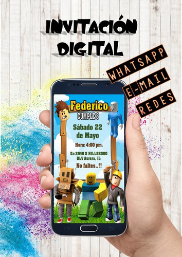 Invitacion Digital Personalizada Whatsapp Roblox