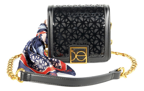 Bolsa Crossbody Cloe Para Mujer Diseño Láser De Monograma Color Negro