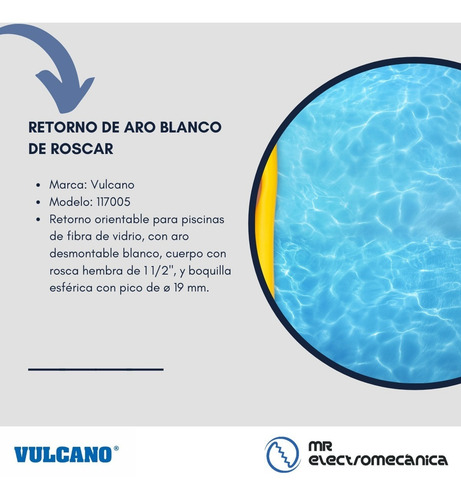 Imagen 4 de 10 de Kit Vulcano Piscina Fibra Vidrio: 3 Retornos + 1 Virola