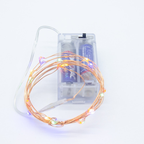 Imagen 6 de 9 de Serie Led Multicolor 2m Alambre De Cobre Pilas Inalambrica